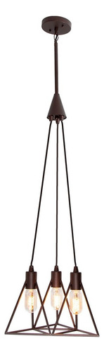 Lámpara Colgante Lumimexico H9026-1  Geométrica Vintage Bronce E27 40w 3 Luces Color Marrón