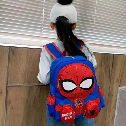 Fwefww Mochila Spider Man 3d Escolar Primaria M