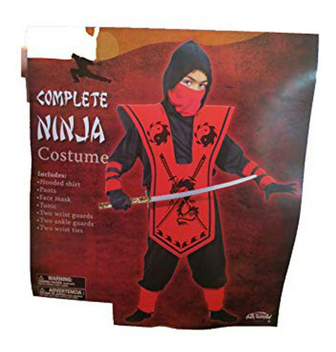 Disfraz De Niño - Disfraz Niño - Completo Traje Rojo Ninja M