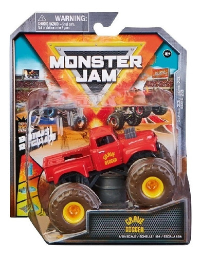 Monster Jam Grave Digger Rojo Vehiculo 1.64 Metal Original