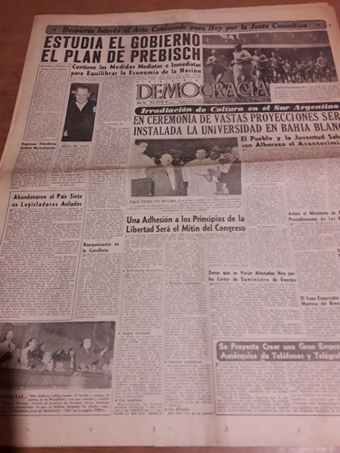 Diario Democracia Bahía Blanca Mitin Villa Crespo 10 1 1956