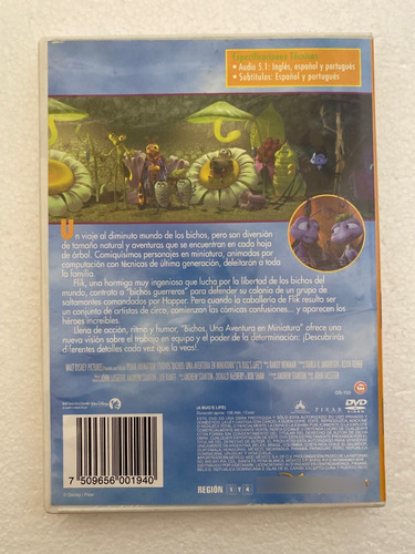 Dvd Bichos Una Aventura En Miniatura Disney A Bugs Life Pixa (Usado)