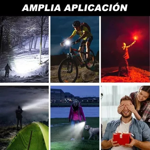 Lámpara táctica ultra potente 500000lm c martillo emergencia linterna de larga duración con función 4 en 1 de aleación de aluminio negro resistente al agua y al polvo 150000 m