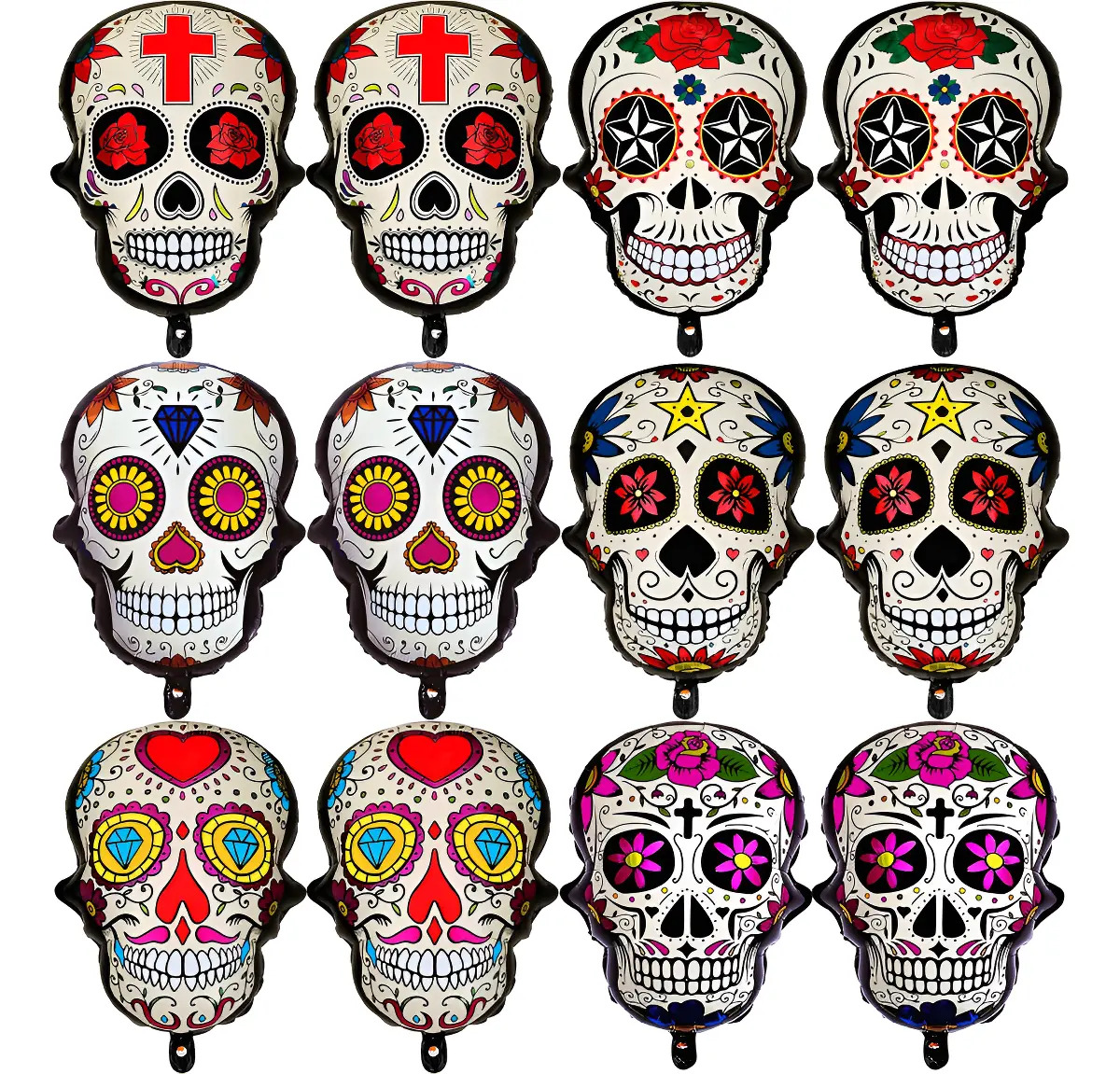 12 Globos MetĂĄlicos Calavera Kit Para Halloween DecoraciĂłn decoracion halloween fiesta halloween decoracion de globos