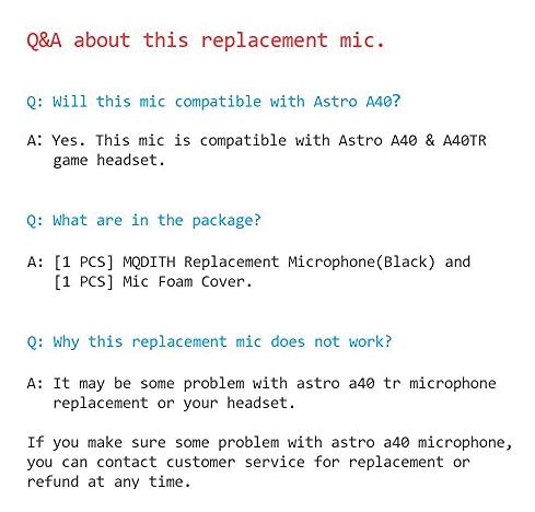 Pack De Micrófono De Recambio Astro A40 Tr - Rendimiento Ópt