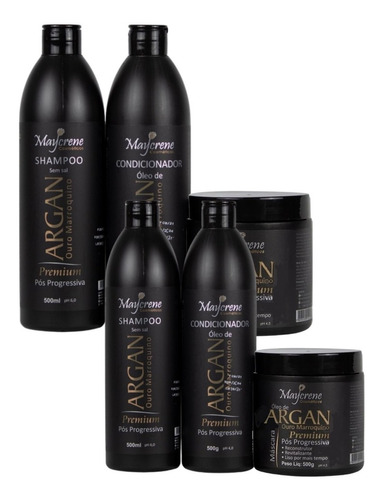 2 Kits Maycrene Óleo De Argan Premium Pós Progressiva 6x500