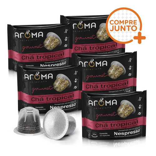 Kit Cápsulas Compatíveis Nespresso® Chá Tropical Aroma 50 Un