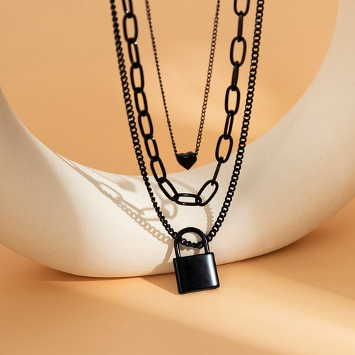 Collar De Cadena Con Colgante Goth Lock Para Mujer, Joyería