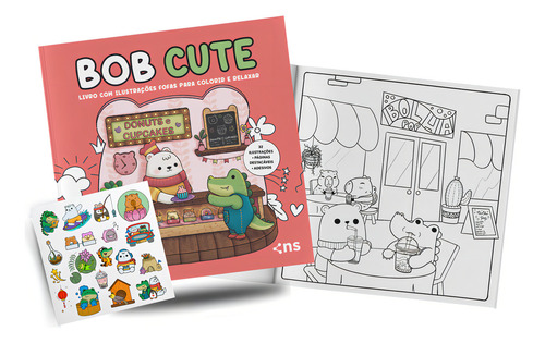 Combo Bob Cute - Kit Com 3 Livros De Colorir Para Todas As Idades: Acompanha Adesivos E Ilustrações Originais Fofas