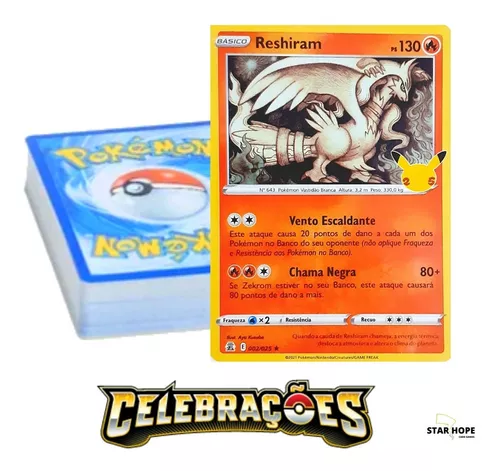 Carta Pokémon Reshiram E Charizard Gx Com Lote De 100 Cartas