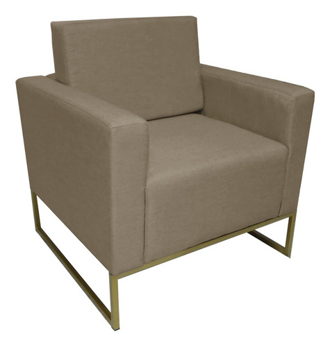 Poltrona Decor Leticia Slim Suede Capuccino Base Metálica