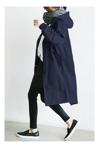 Gabardina De Color Sólido De Moda Casual Para Mujer