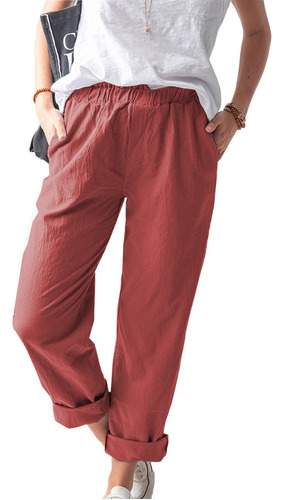 Pantalones Wish De Color Liso, Elásticos Casuales, Cintura A