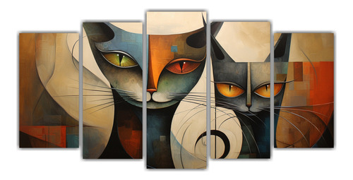 250x125cm Cuadros Gatos Abstractos Bastidor Madera Flores