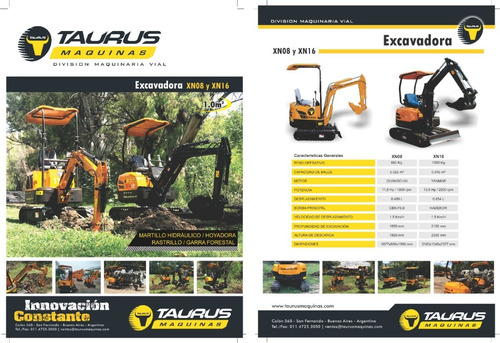 Miniexcavadora - Mini Excavadora - Miniretro - Taurus Xn08