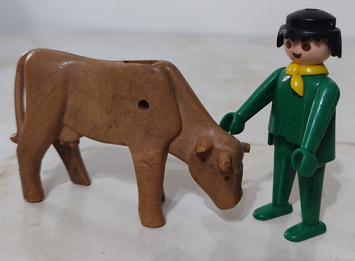 Muñeco Con Vaca Playmobil - Geobra Colección 1974 Vintage