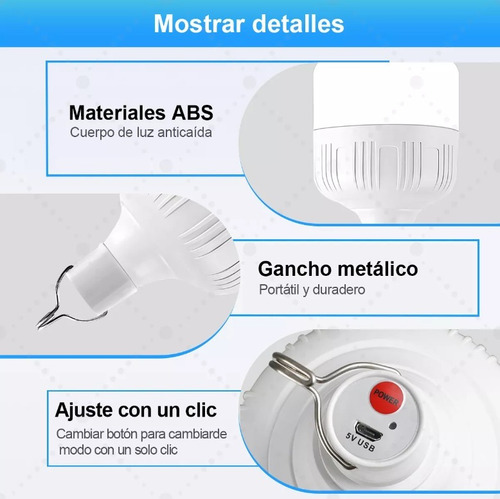Foco Led 300w Industrial Recargable Tipo Bala 30,000 Lumenes
