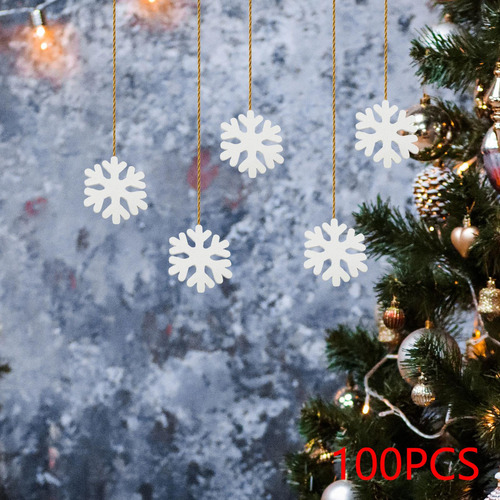 100 Uds. Adornos De Copos De Nieve De Madera, Copos De Nieve
