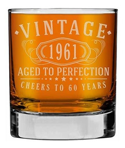 Vasos Coctel Vintage 1961 Grabado 10.25oz Whisky Rocks Glass