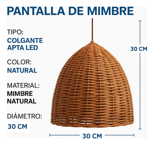 Set X2 Lamparas Colgantes Mimbre Pantalla 30x30cm Para Techo Mimbre Mimbre Tejido