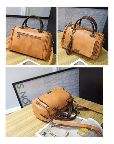 Bolso Suave Portátil Con Correa Para Dama Miel Lisa Níquel Miel