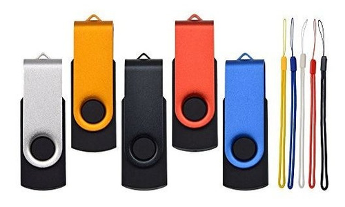 Unidad Flash Usb 2gb Paquete De 5 Unidades Thumb Drives Bulk