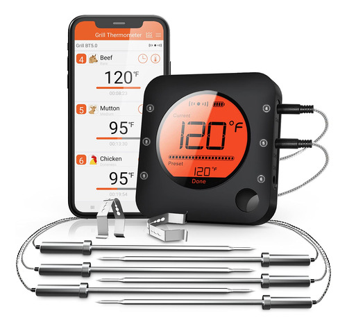 Bfour Termometro Bluetooth Para Carne, Termometro Inalambric