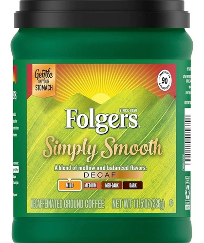 Folgers Simply Smooth Decaf Café Molido 326 Gr.   Importado