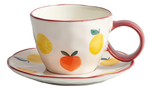 Kemaxi Juego De Taza De Cafe Y Platillo De Ceramica, 8.5 Onz