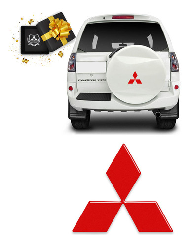 Adesivo Estepe Mitsubishi Pajero Tr4 Logo Prata, Vermelho