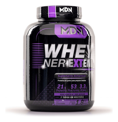 MDN Sports Wheyner Extend, 1.81kg 53 Servicios, Mezcla De Proteínas Sabor Chocolate