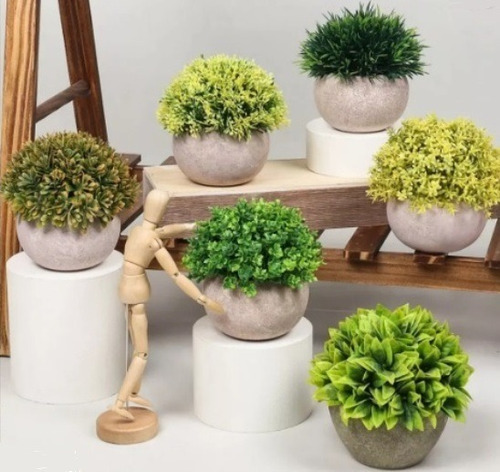 Plantas Suculentas Decorativa Artificiales X 6 En Maceta  