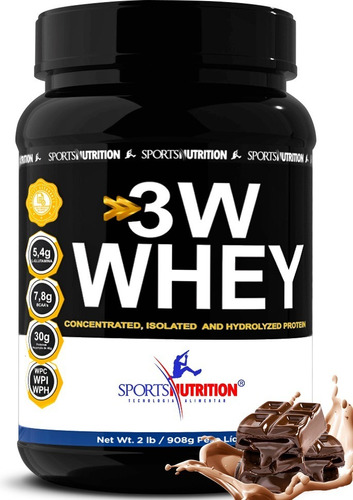 Whey Protein 3w - 30g De Proteína Por Dose A Melhor 908g Sabor Chocolate, Sports Nutrition