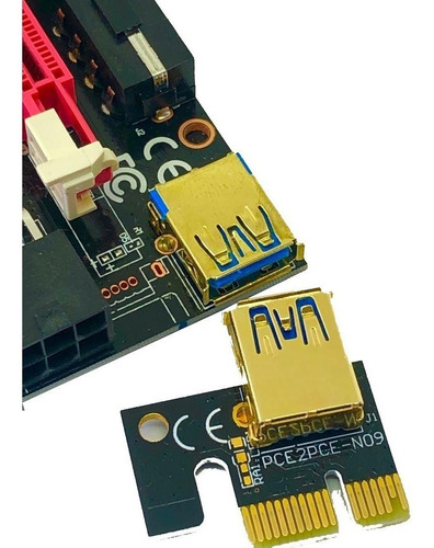 Imagen 3 de 8 de Riser Ver 009s Pcie 6pin 16x Btc Mineria Express Usb