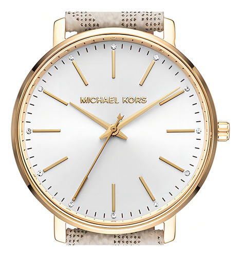 Reloj Michael Kors Pyper Cuero Original Mujer E-watch Color de la correa Crema Color del bisel Dorado