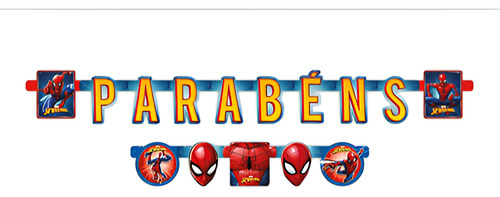 Homem Aranha Spider Animação Faixa Parabéns