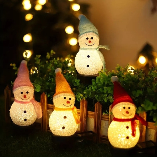 # 4 Luz Solar Navidad Muñeco De Nieve Jardín Al Aire Libre