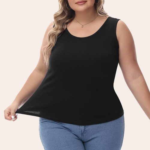 Playera Sin Mangas De Algodón Para Mujer, Talla Grande,