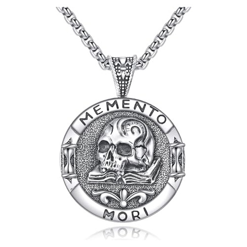 Collar Memento Mori Plata De Ley 925 Calavera Stoic