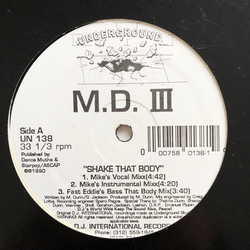 Md Iii - Shake That Body - Vinilo Usa Nm Hip House