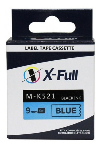 Fita Rotuladora M-k521 9mm Azul Compatível Xfull