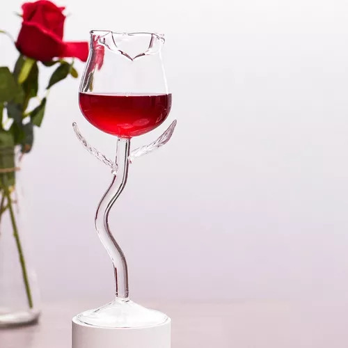 Copa De Vino Delicada Y Romántica En Forma De Rosa, 2 Piezas