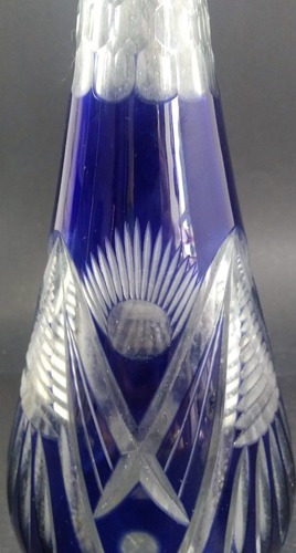 Raro Antigo Vaso Floreiro Cristal Azul Bohemia 1180 Rrdeco (Usado)