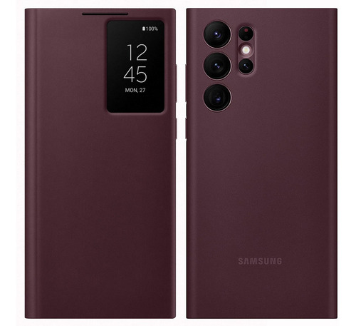 Samsung Case S-view Flip Cover Para Galaxy S22 Ultra Borgoña