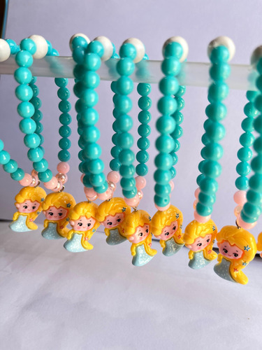 Pulseras Souvenirs Frozen X 10 Unid Con Bolsa Organza Ind. Celeste