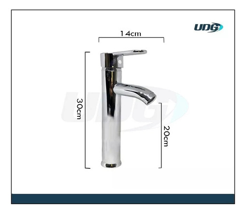 Griferia Monocomando Lavatorio Alta 32cm Para Bacha De Apoyo Color Gris