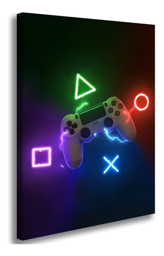 Quadro Tela Decoração Quarto Sala Game Controle Ps4 Cor Preto