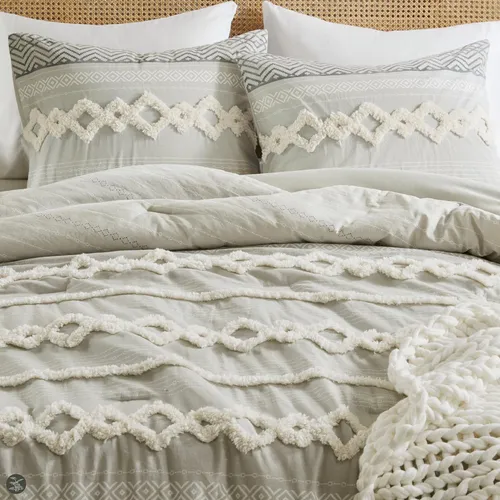 Set De Edredón Hyde Lane Boho Grey, 100% Algodón, Tamaño Kin