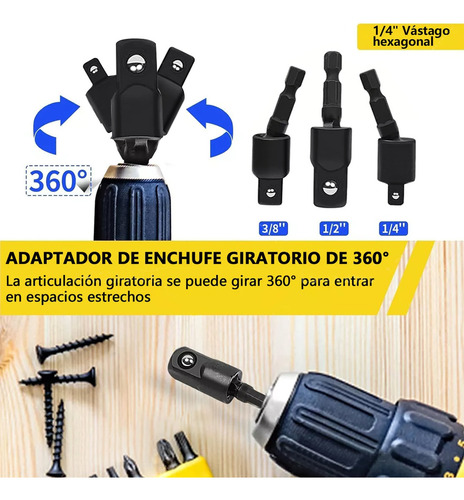 Hapemein® 33pc Juego Brocas Extensión Y Adaptador Taladro Angular 105°