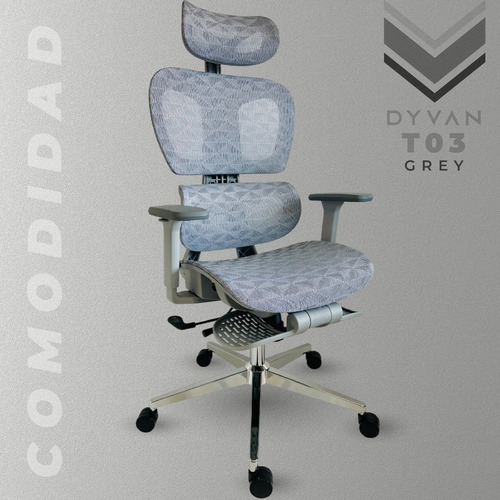 Silla Sillon Oficina Ergonomica Pc Reclinable Dyvan T03 Gris
